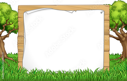 Cartoon Background Wooden S...