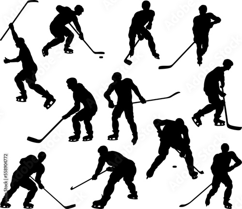 Canvas Print Silhouette Hockey Players