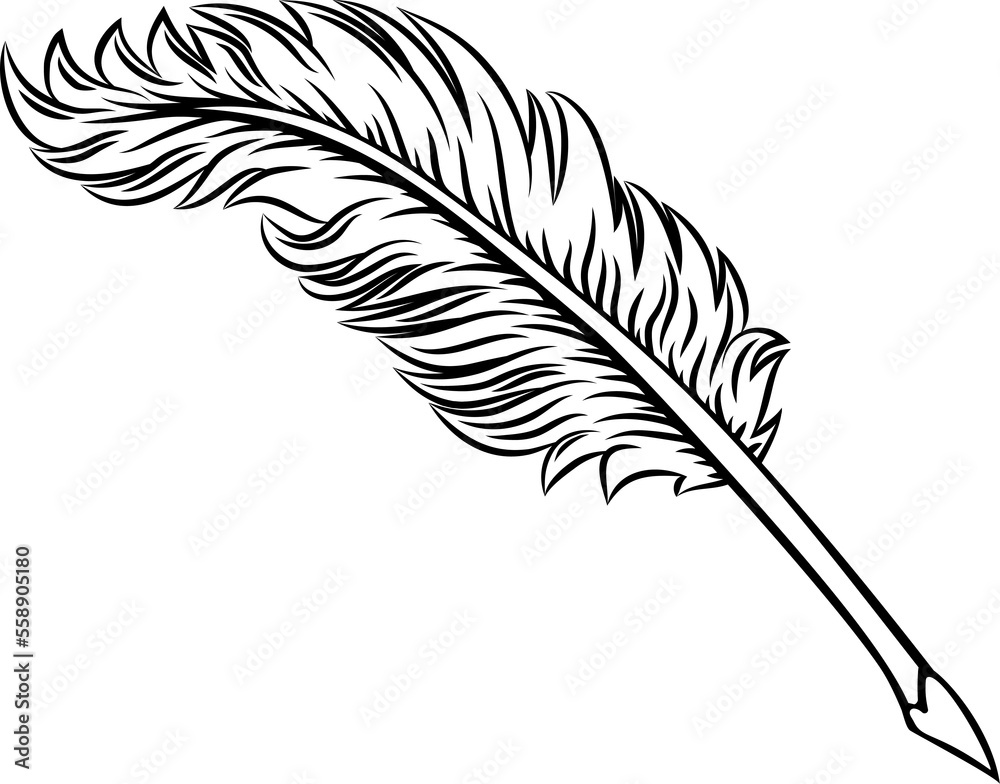 Obraz premium Quill Feather Ink Pen Icon Illustration