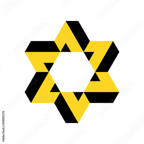 Impossible illusion Jewish star of David vector illustration