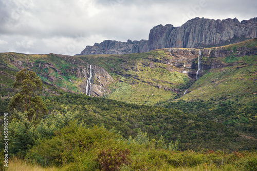 Waterfalls under Andringitra massif as seen during trek to pic Boby peak