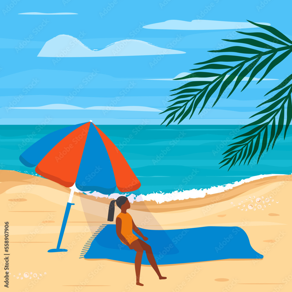 Sunbathing Sea Beach Travel Summer Vacation Child