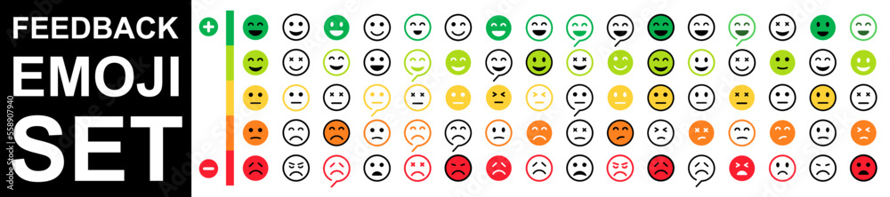 Feedback Emoji Icon Set Bad And Good Review Happy And Sad Reaction 