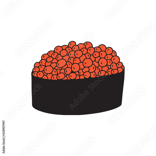 Vector hand drawn nigiri sushi with caviar sketch