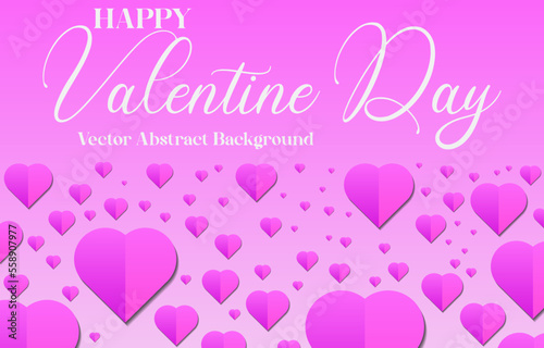 Pink hearts background, paper cut romantic concept, Beautiful cute hearts on pastel pink top view. Valentines Day greeting card concept. Mothers Day anniversary Abstract design.