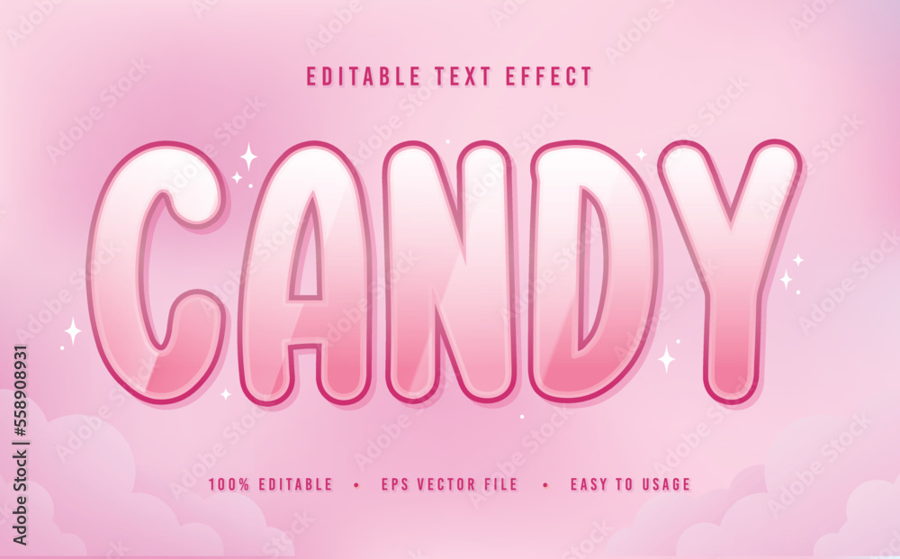 decorative candy editable text effect vector design