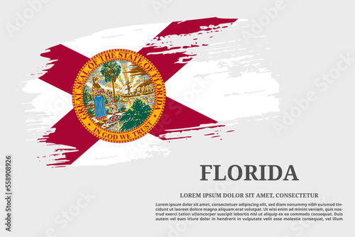 Florida US flag grunge brush and poster, vector