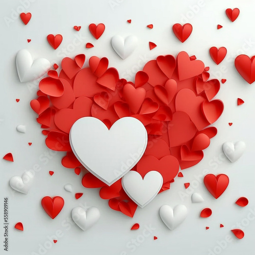 valentine hearts white background, Generative AI 