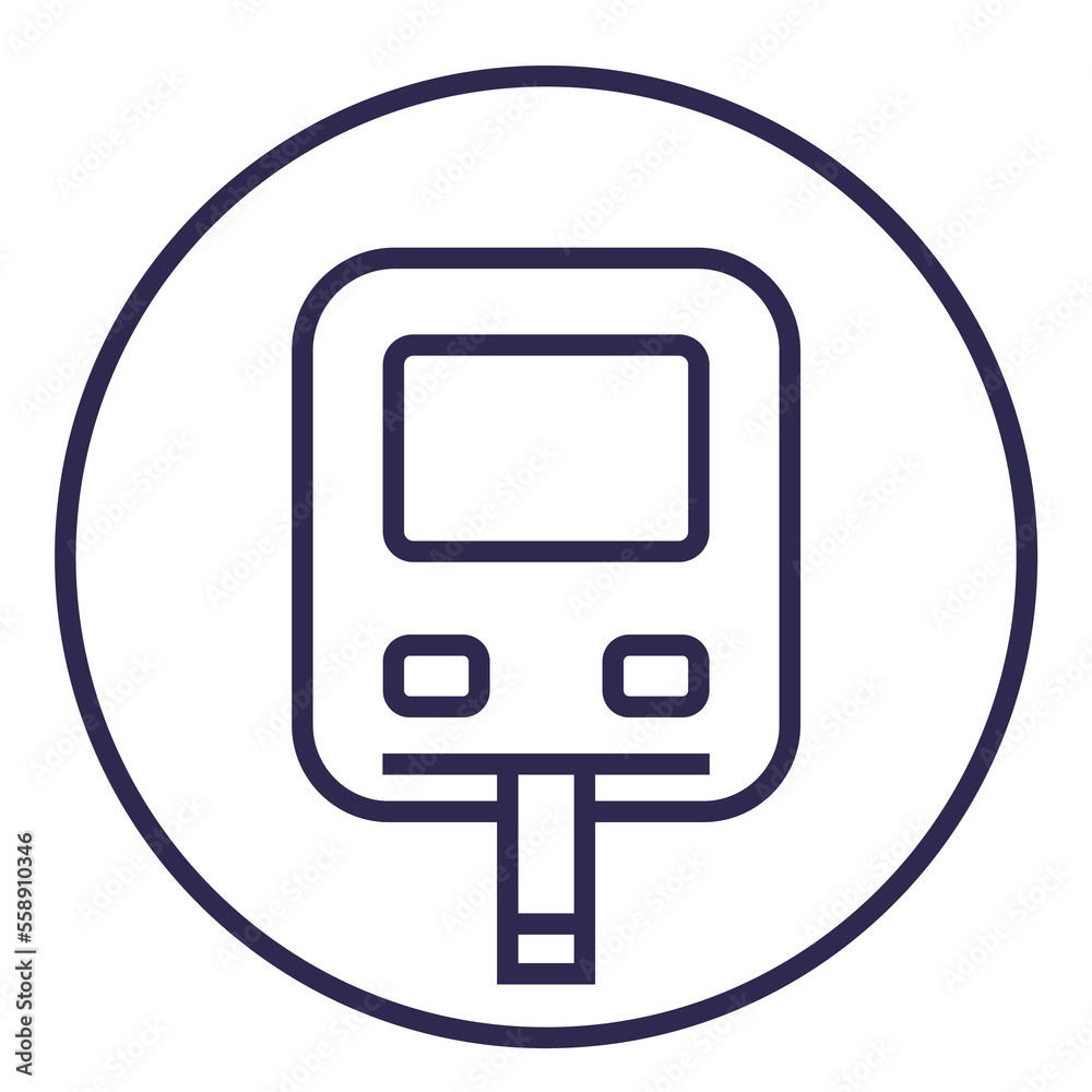 Glucose monitor icon, glucometer line design Glucose monitor icon, glucometer line design