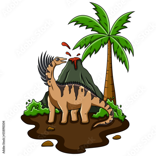 Cartoon bajadasaurus in the jungle