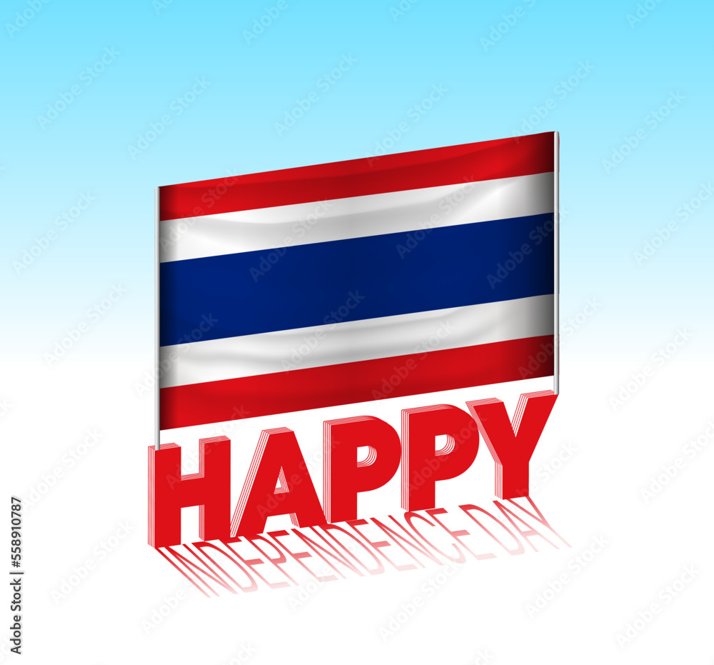 Thailand independence day. Simple Thailand flag and billboard in the sky. 3d lettering template. Ready special day design message. Thailand independence day. Simple Thailand flag and billboard in the sky. 3d lettering template. Ready special day design message.