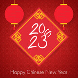 Chinese new year 2023 , year of the rabbit and Asian elements on red background, for online content, illustration Vector EPS 10