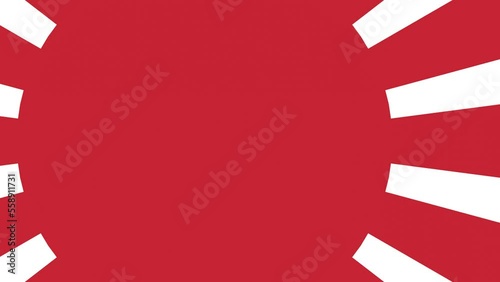 Imperial Japanese Navy Flag, Rising Sun Flag, Empire of Japan Flag with 16 rays on a red circle and spinning from center. 4K UHD. 3d rendering.