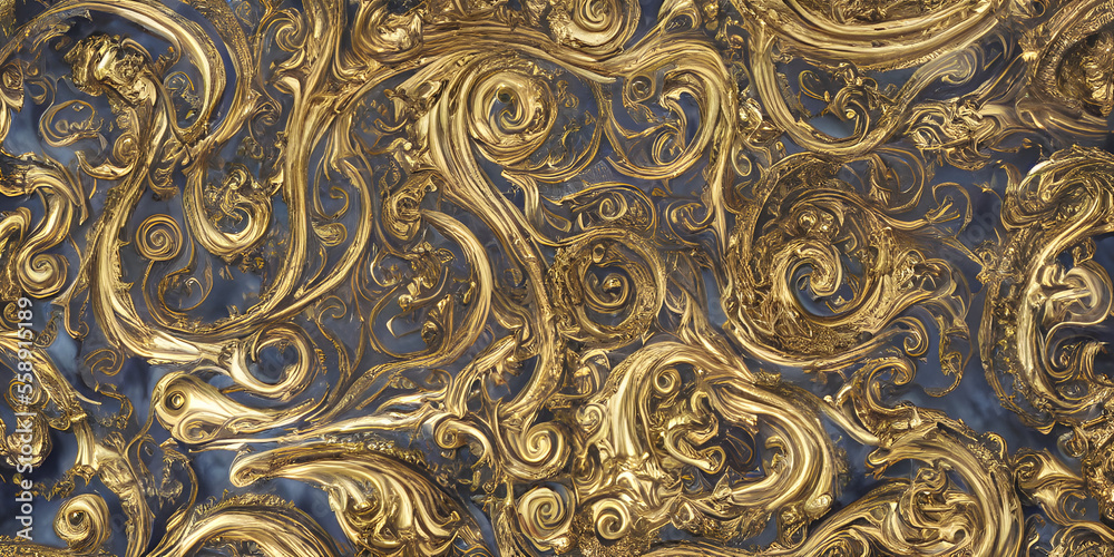 background of the golden ornament,Golden Baroque and Rococo styles, seamless pattern