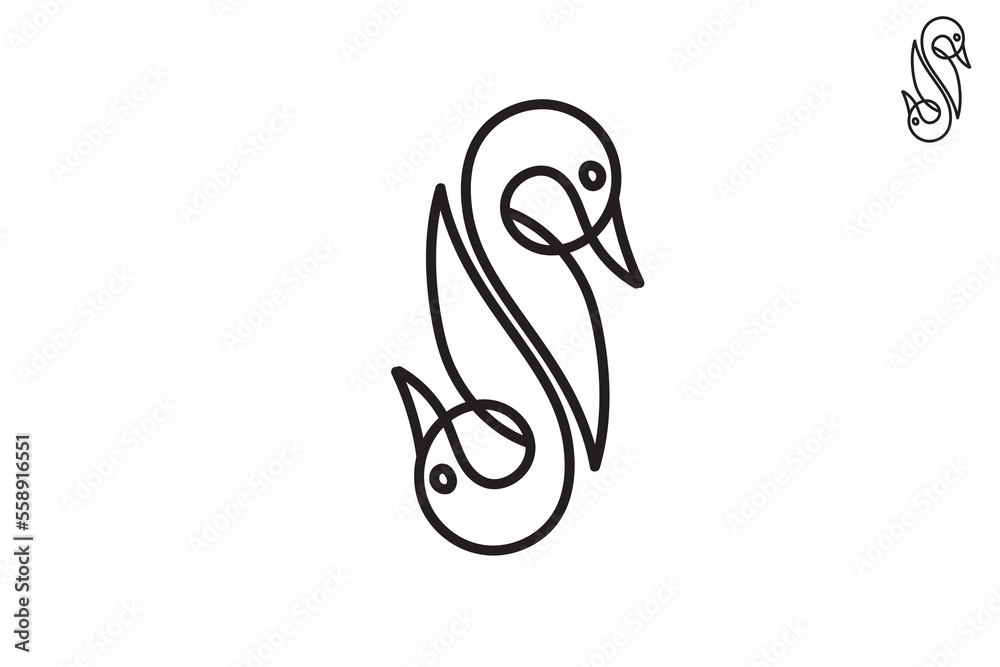 letter S and 2 swan logo concept for any business branding letter S and 2 swan logo concept for any business branding