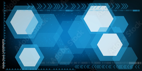 Hexagon science security Electronic for safety with  hologram vector concept for future technology element background business screen