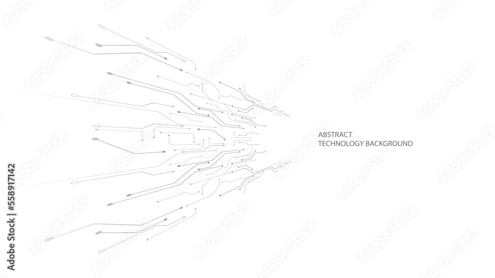 Gray and white technology background image Line design for communication connections in digital systems Hi-tech technology pattern Gray and white technology background image Line design for communication connections in digital systems Hi-tech technology pattern