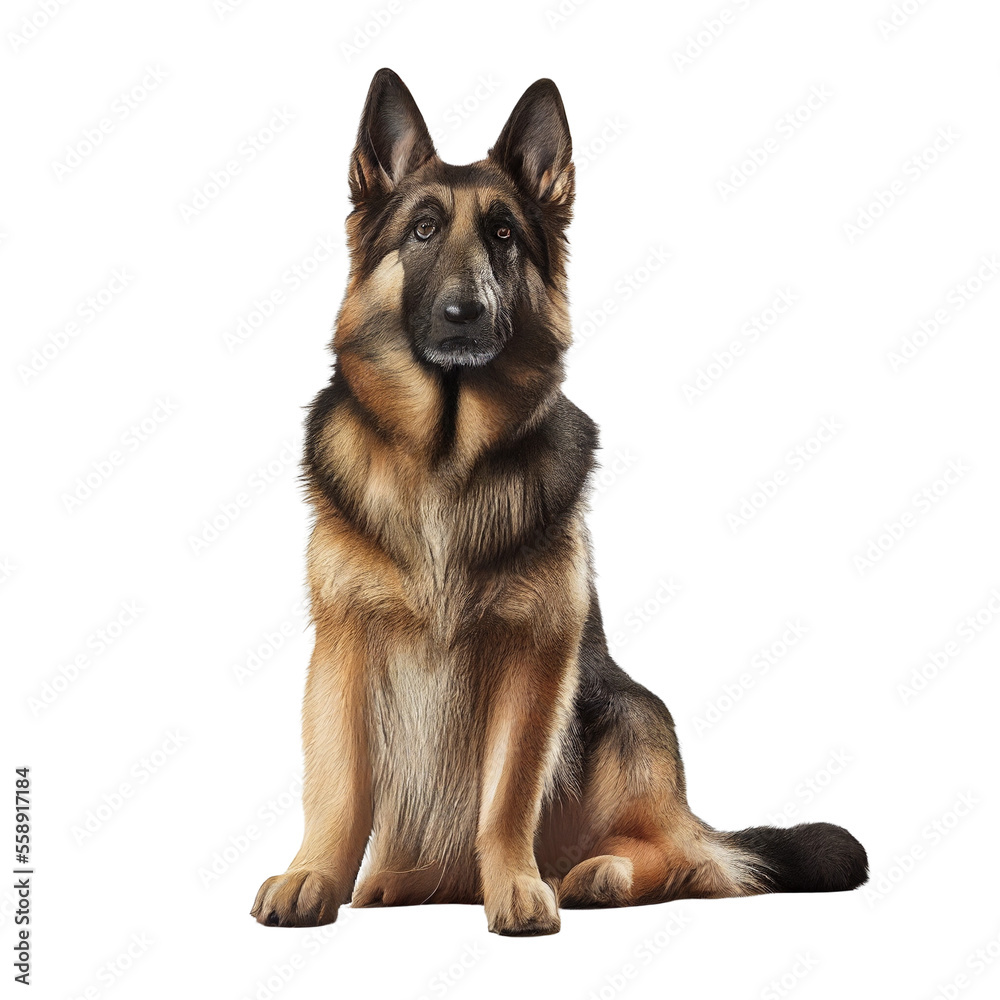 German shepherd dog isolated, generative ai , PNG