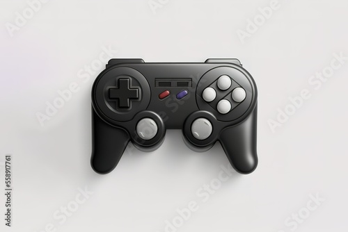 Black Video Game Controller On White Background Generative AI