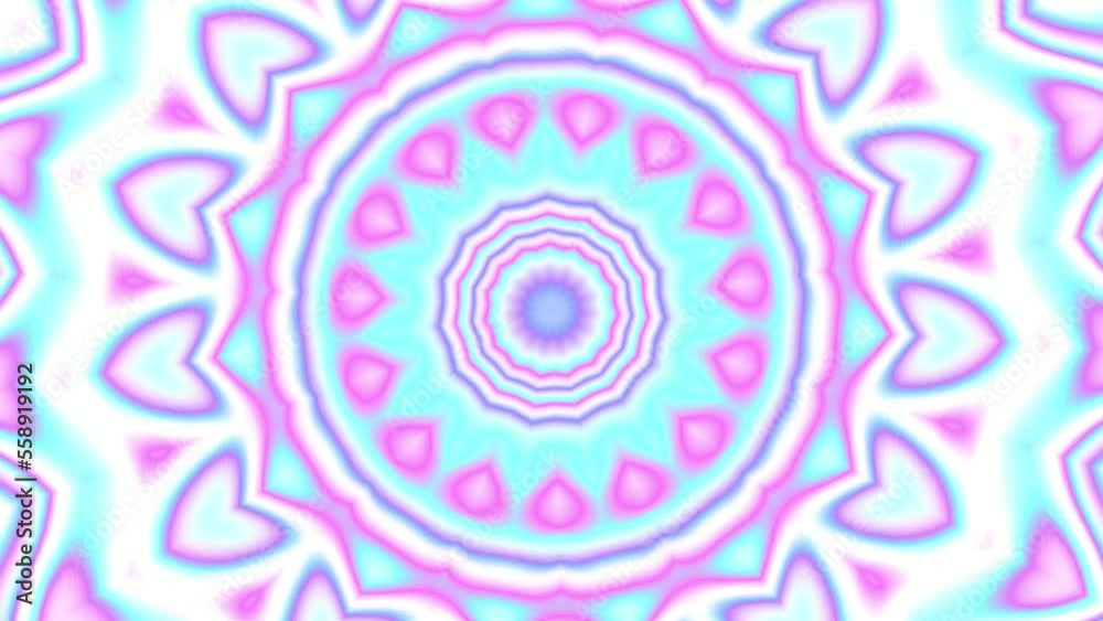 Glow flower pattern kaleidoscope blue and pink animation. 4K 2D computer rendering Glow flower pattern kaleidoscope blue and pink animation. 4K 2D computer rendering
