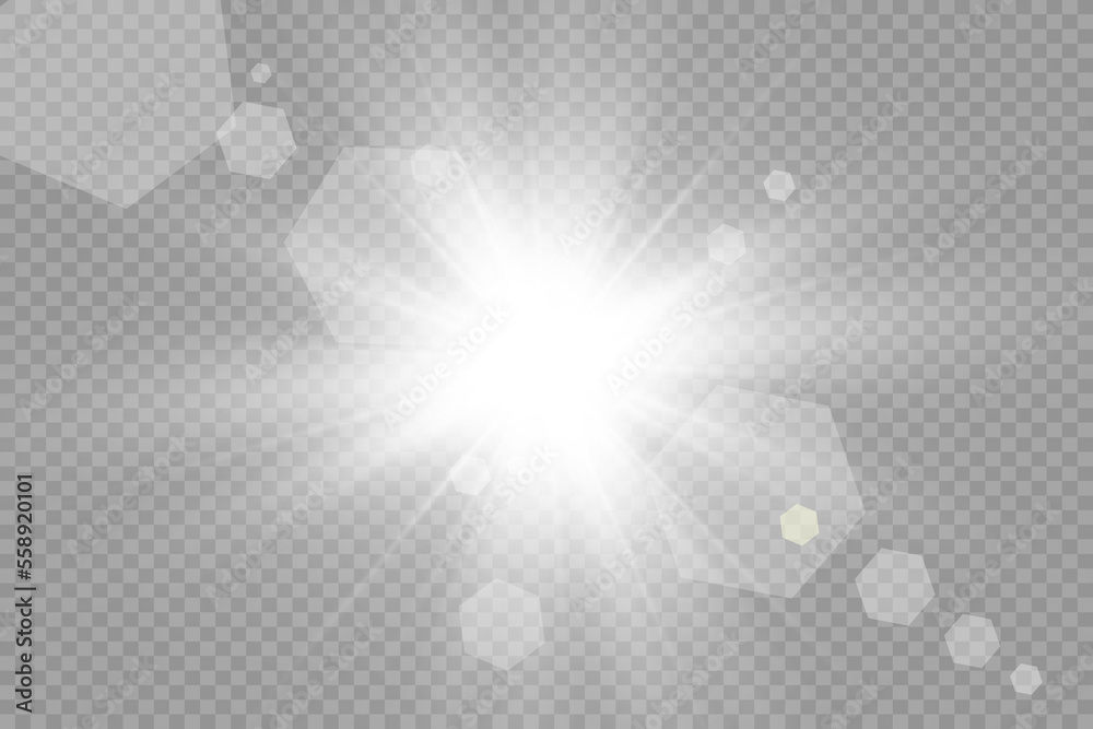 Special lens flash, light effect. The flash flashes rays and searchlight. illust.White glowing light. Beautiful star Light from the rays. The sun is backlit. Bright beautiful star. Sunlight. Glare.
Special lens flash, light effect. The flash flashes rays and searchlight. illust.White glowing light. Beautiful star Light from the rays. The sun is backlit. Bright beautiful star. Sunlight. Glare.