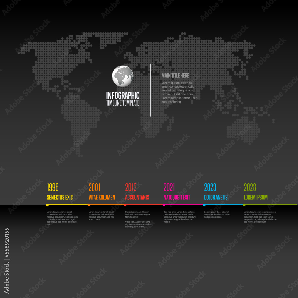 Horizontal simple dark timeline process infographic Horizontal simple dark timeline process infographic