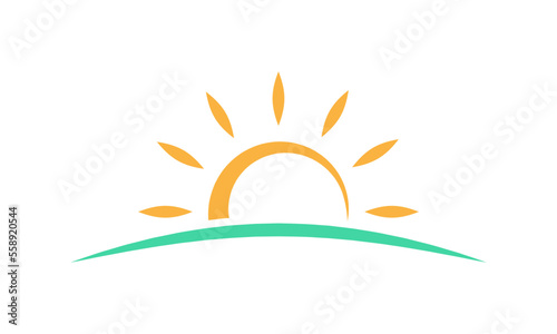 Sunset logo design, Sunrise logo design, sun logo, simple logo