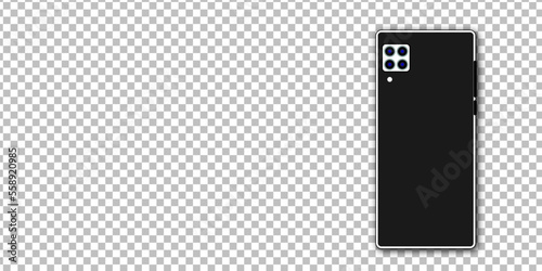 Back view for detailing  New smartphone isolated transparency background. vector illustration