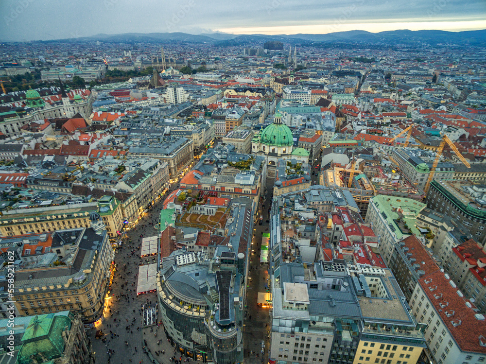 Vienna City Old Town, Austria. Aerial View.