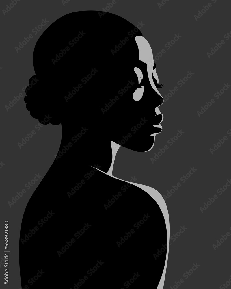 1343_Vector portrait of attractive African American woman