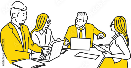 ミーティング中の会社員のイラスト
