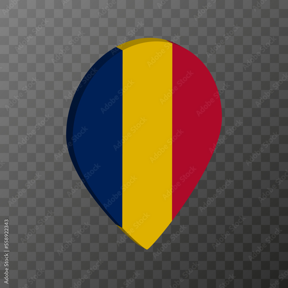 Fototapeta premium Map pointer with Chad flag. Vector illustration.