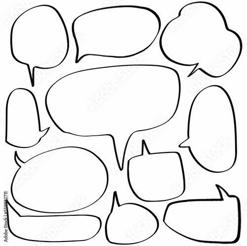 set collection hand drawn speech bubbles. cloud, speak, comic, message. design vector illustration