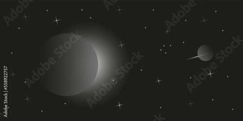 Fototapeta Naklejka Na Ścianę i Meble -  planet covered moon background, stars in the dark, eclipse vector