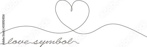 Heart. Abstract love symbol. Continuous black white line art drawing vector illustration.