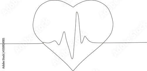 Heart. Abstract love symbol. Continuous black white line art drawing vector illustration.