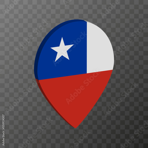 Map pointer with Chile flag. Vector illustration.