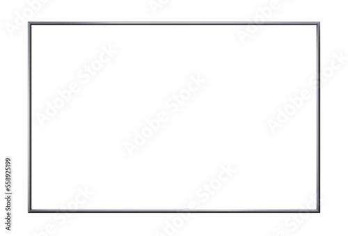 Realistic metal or silver dark frame. Rectangle slender border isolated. png