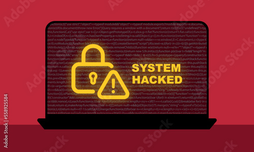 system hacked computer screen illustration cybersecurity