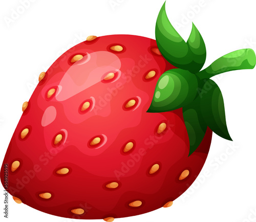 Cartoon strawberry, red berry, juicy strawberry isolated