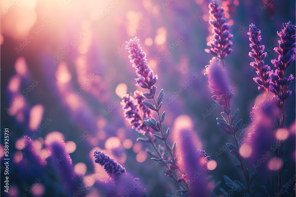 Obraz premium Purple Lavender Blossom Generative AI