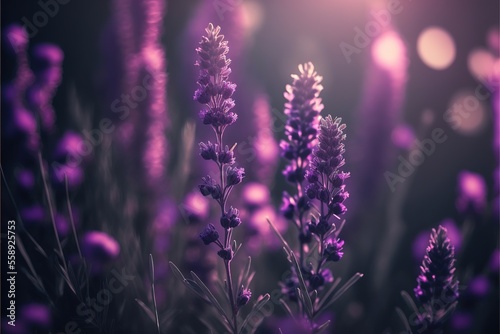 Purple Lavender Flowers Generative AI