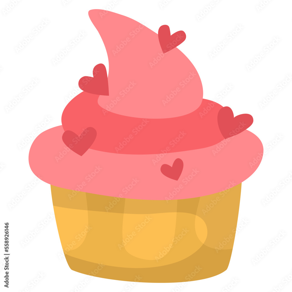 cupcake dessert icon flat cartoon