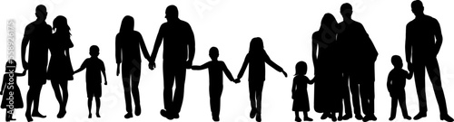 parents and children silhouette design vector
