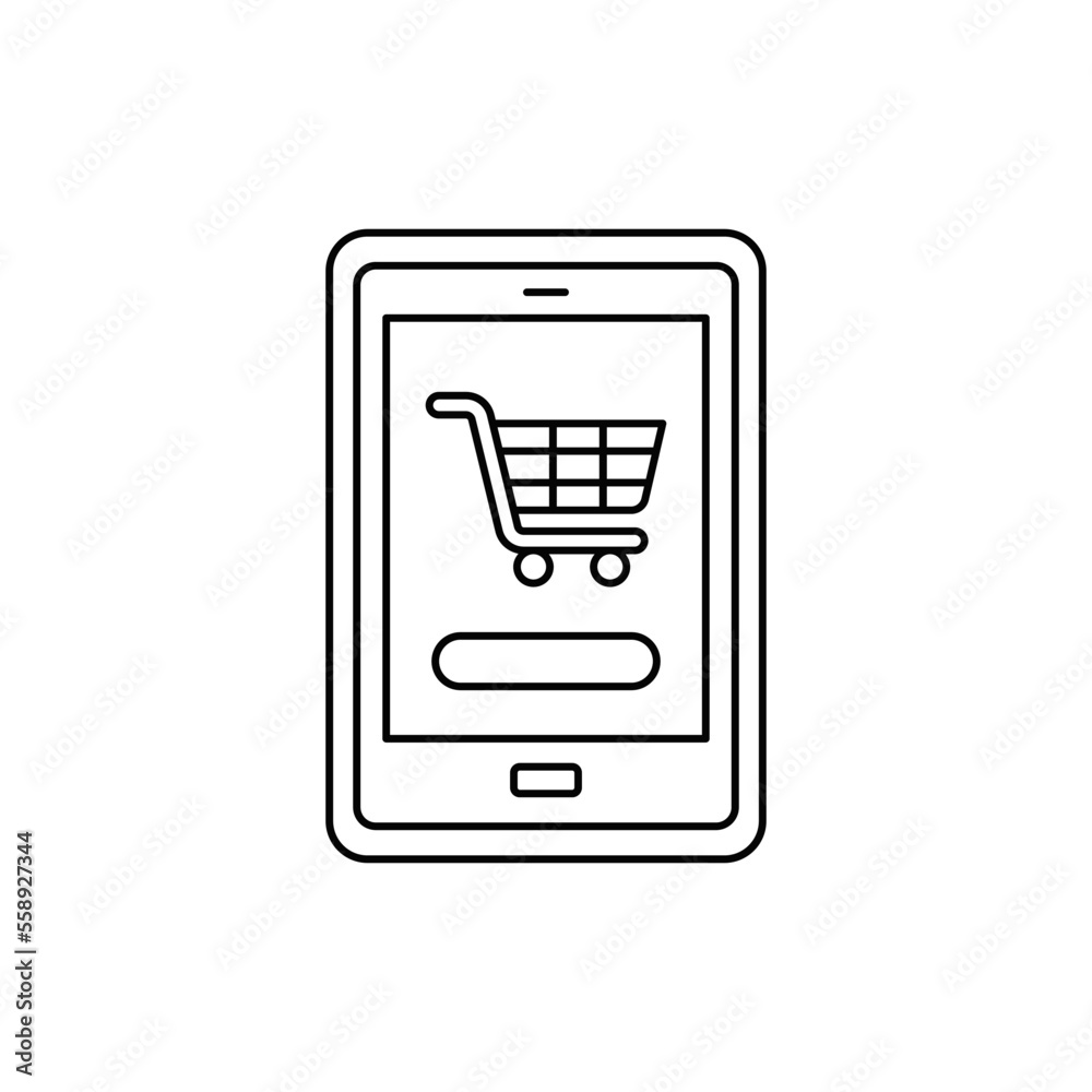Mobile ecommerce icon in line style icon, isolated on white background Mobile ecommerce icon in line style icon, isolated on white background