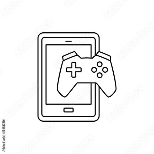 Mobile gaming icon in line style icon, isolated on white background