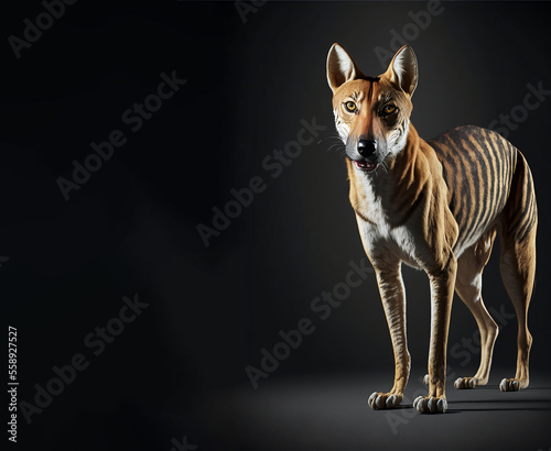 portrait of an extinct species Tasmanian devil thylacine with copy space generative ai digital illustration photo