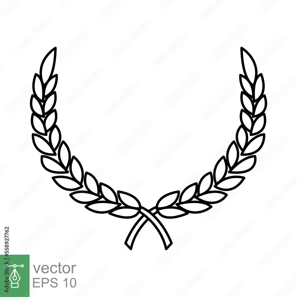 Laurel, wreath icon. Simple outline style. Symbol of victory, winner award, branch and leaves, roman concept. Line vector illustration design isolated on white background. EPS 10. Laurel, wreath icon. Simple outline style. Symbol of victory, winner award, branch and leaves, roman concept. Line vector illustration design isolated on white background. EPS 10.