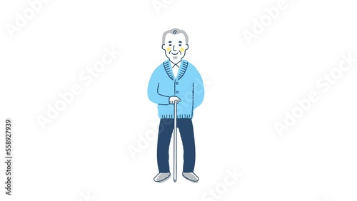 ピースサインをして喜ぶシニア男性