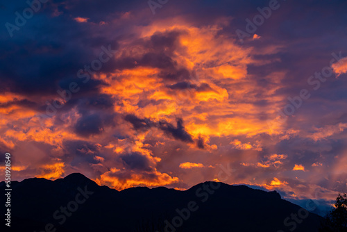 Sunrise in mountains  Bohinj valley  Slovenia
